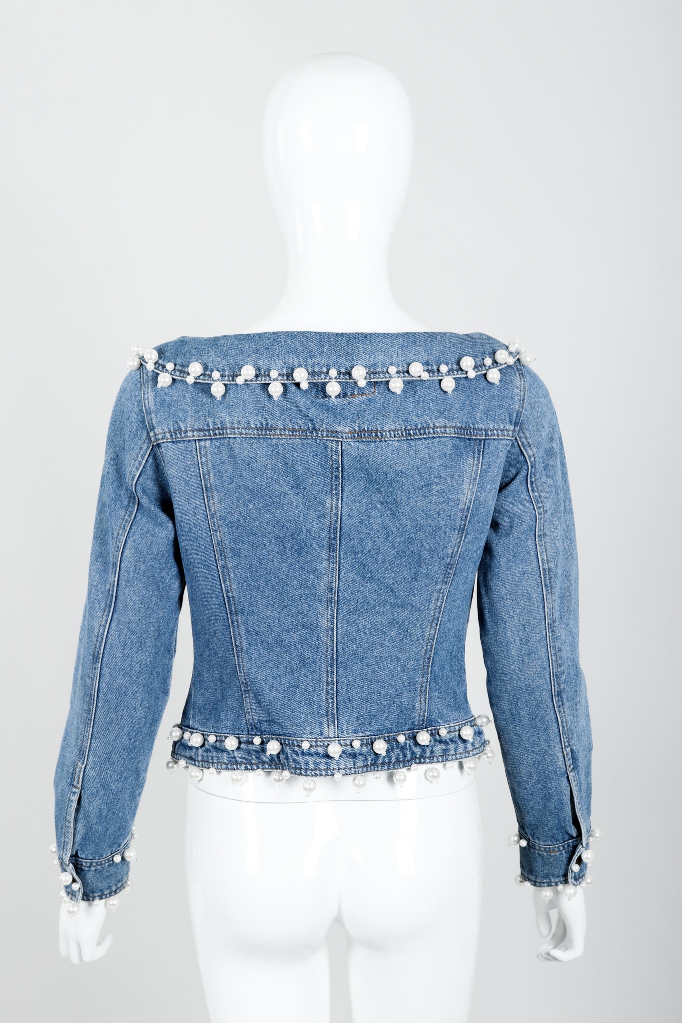 Vintage Donna Karan DKNY Pearl Denim Jacket on mannequin back at Recess Los Angeles