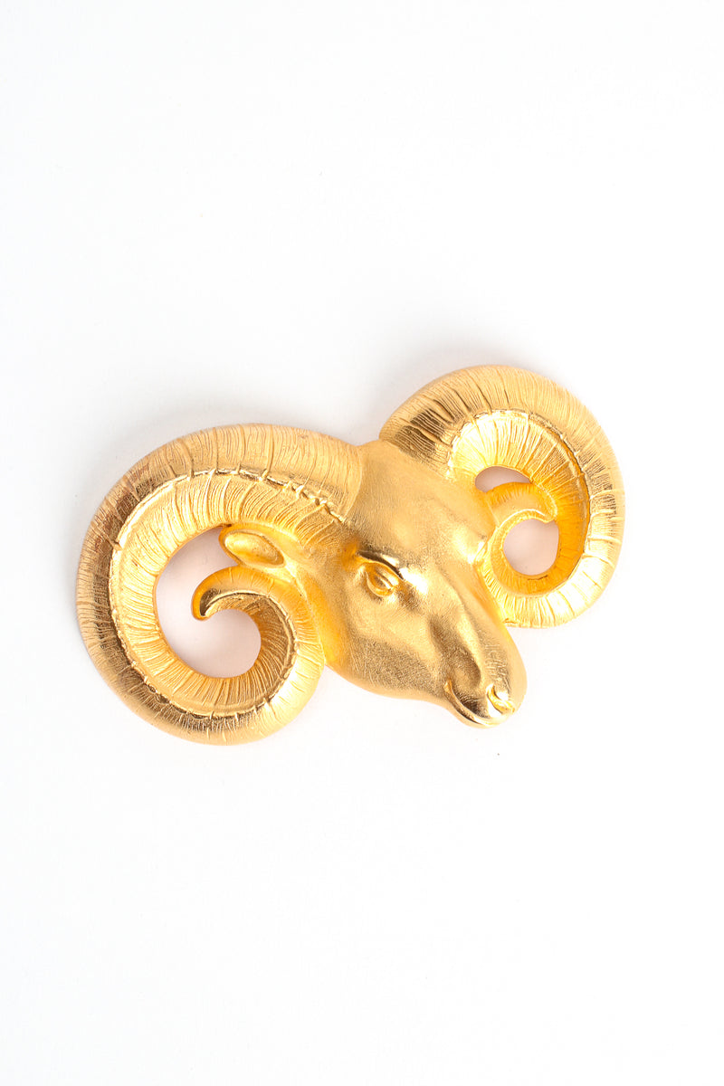 Vintage Golden Astrological Aries Horn Brooch DRO94 at Recess Los Angeles