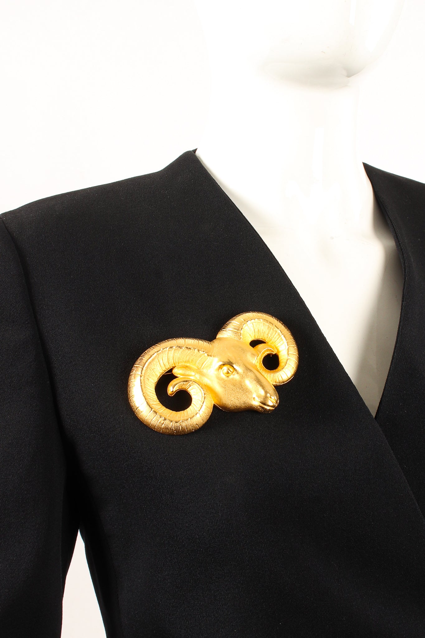 Vintage Golden Aries Horn Brooch DRO94 on Mannequin at Recess Los Angeles