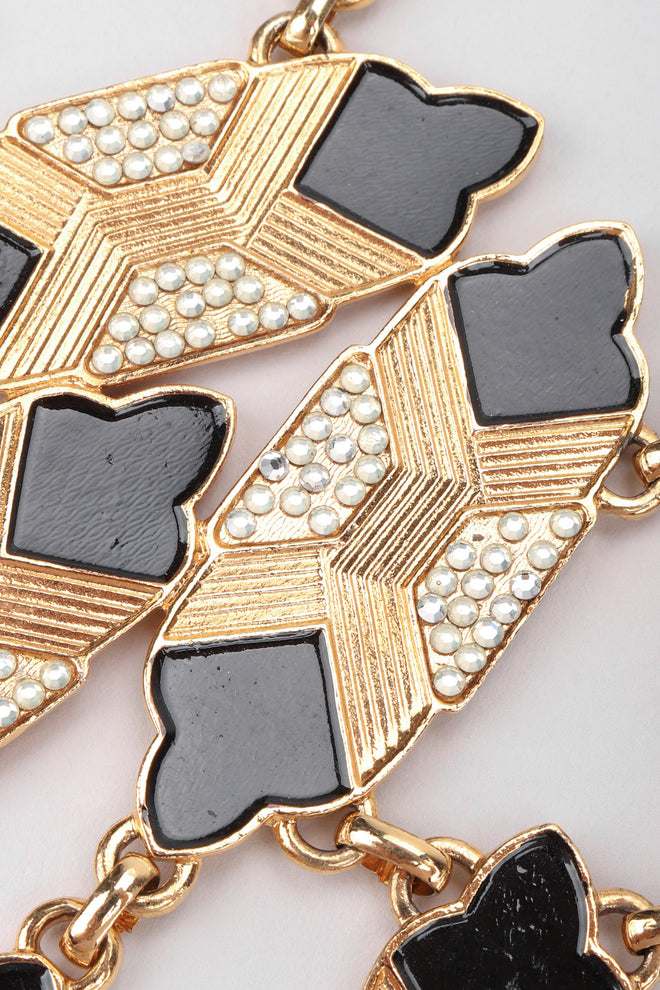 Recess Los Angeles Vintage Oscar de la Renta Art Deco Bibb Waterfall Necklace and Earring Set