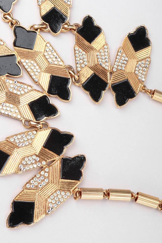 Recess Los Angeles Vintage Oscar de la Renta Art Deco Bibb Waterfall Necklace and Earring Set
