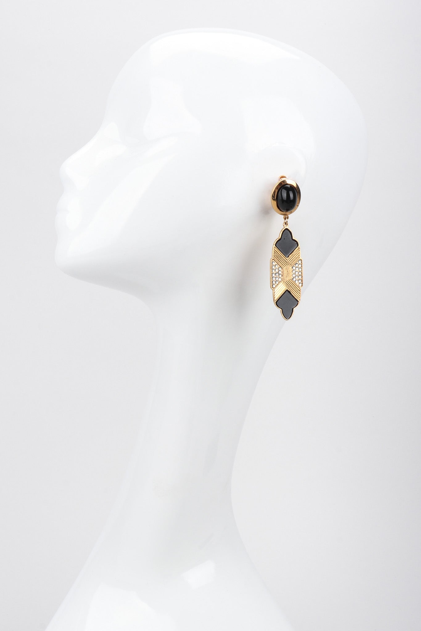 Recess Los Angeles Vintage Oscar de la Renta Art Deco Bibb Waterfall Necklace and Earring Set