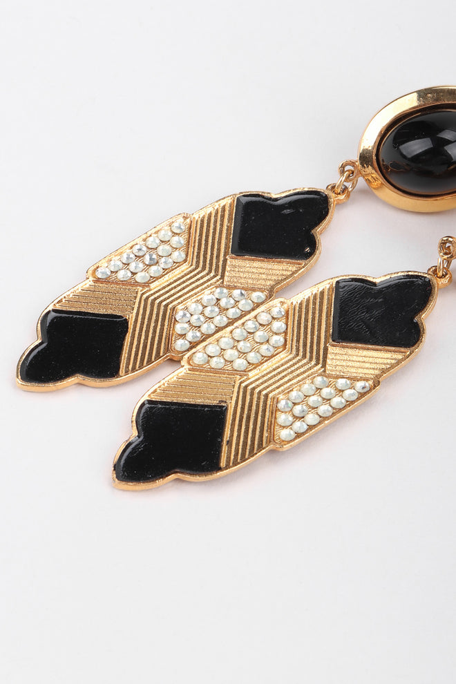 Recess Los Angeles Vintage Oscar de la Renta Art Deco Bibb Waterfall Necklace and Earring Set