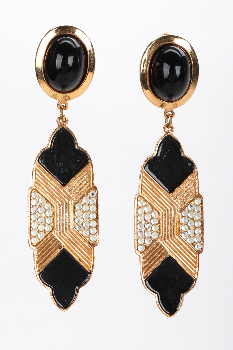 Recess Los Angeles Vintage Oscar de la Renta Art Deco Bibb Waterfall Necklace and Earring Set