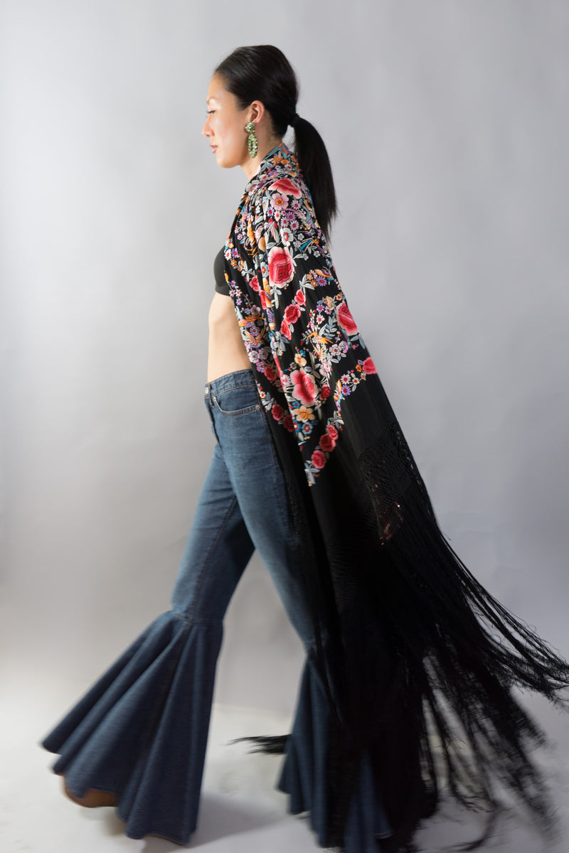 Embroidered Blooms Piano Shawl