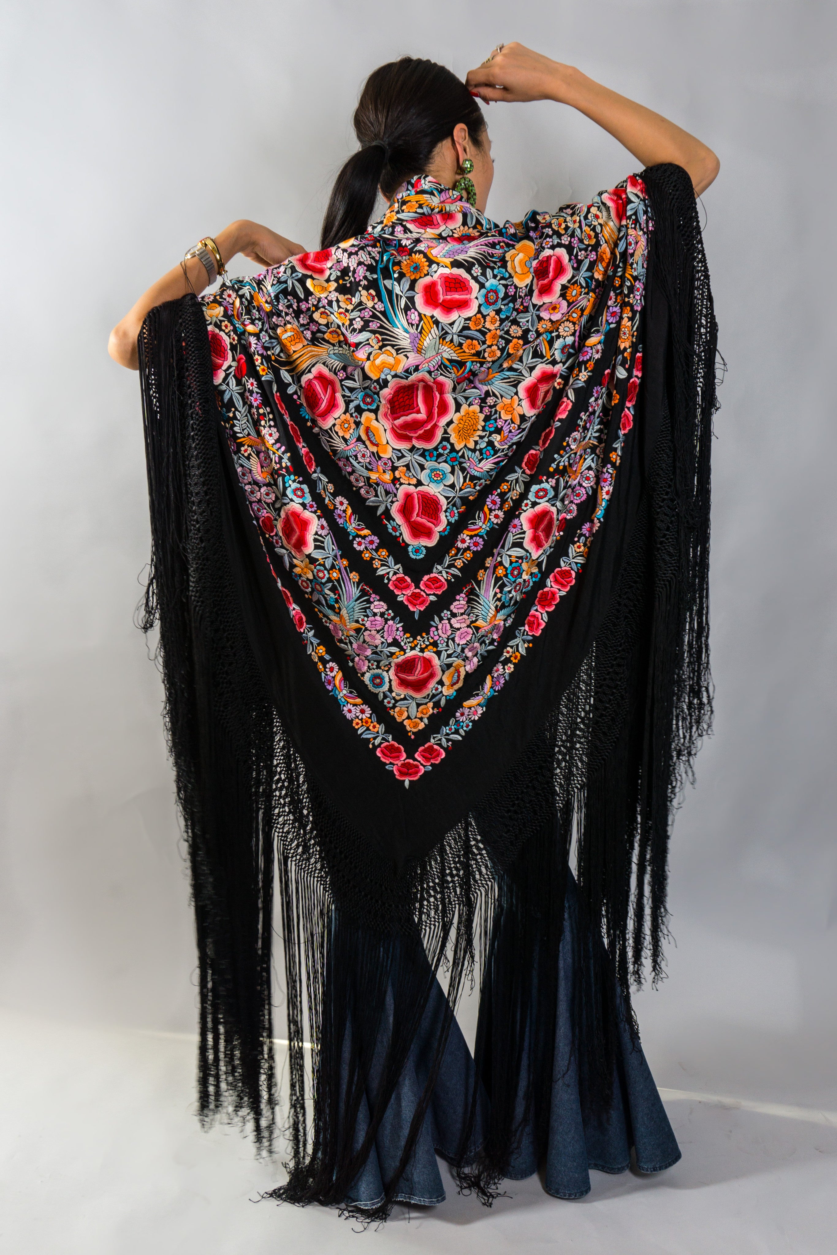 Embroidered Blooms Piano Shawl