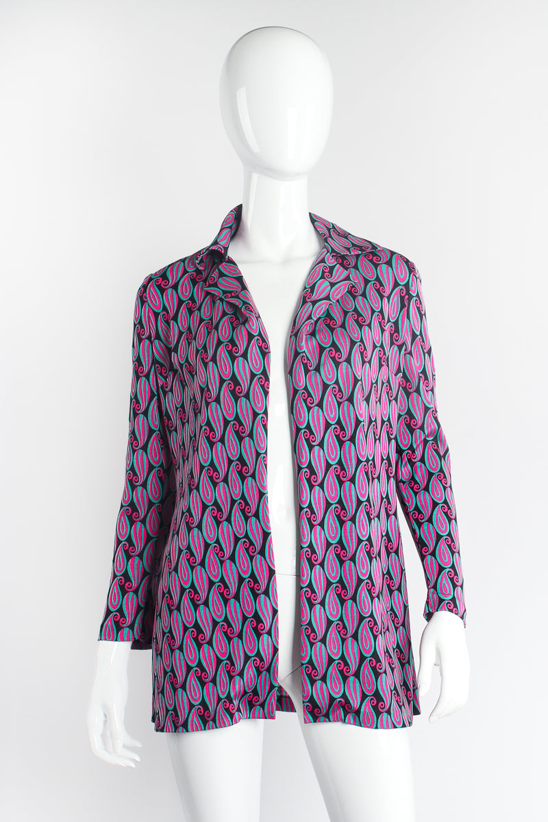 Vintage Diane Von Furstenberg DvF Paisley Maxi shirt jacket Set on Mannequin front at Recess LA
