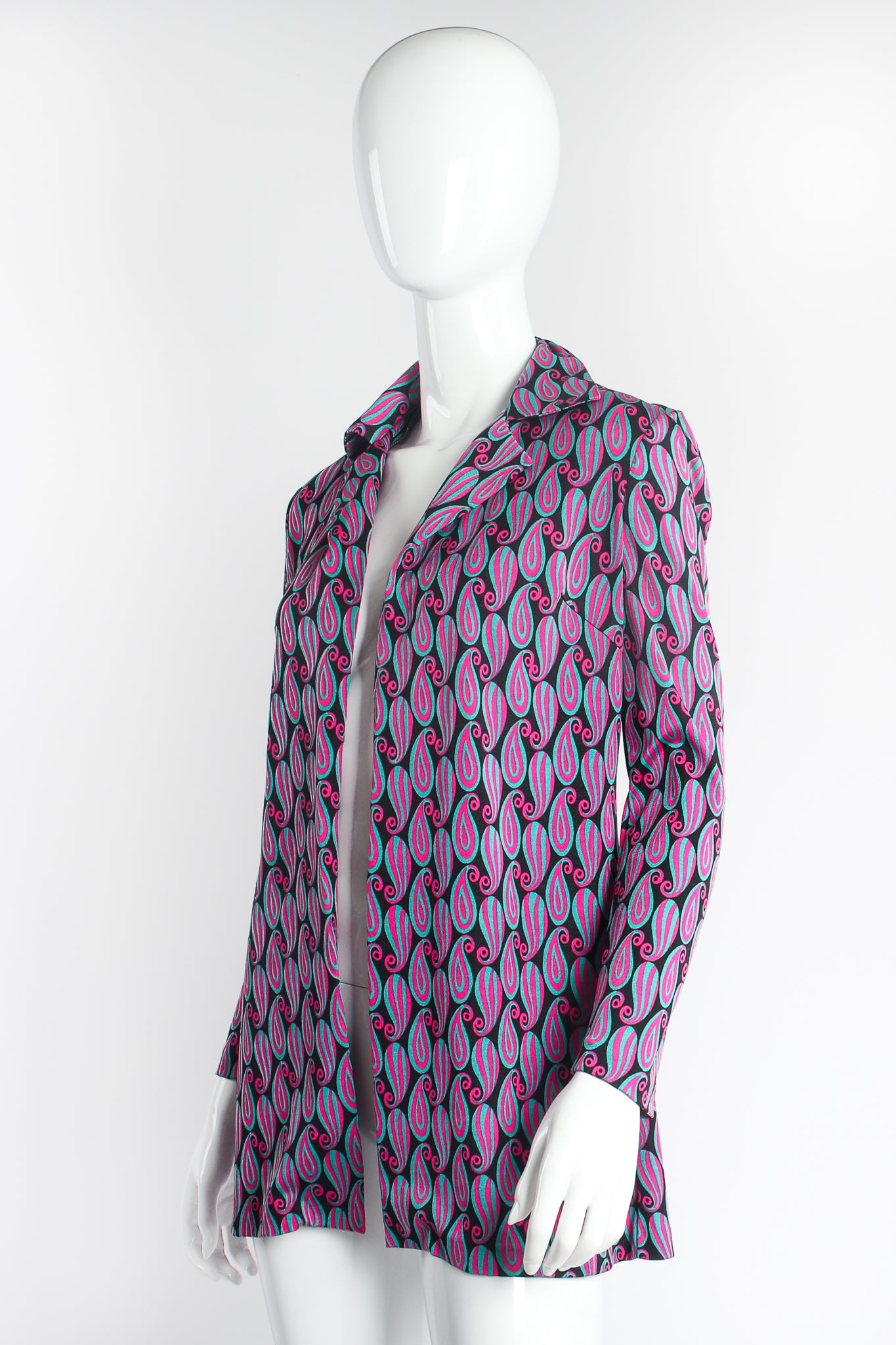 Vintage Diane Von Furstenberg DvF Paisley Maxi shirt jacket Set on Mannequin front at Recess LA