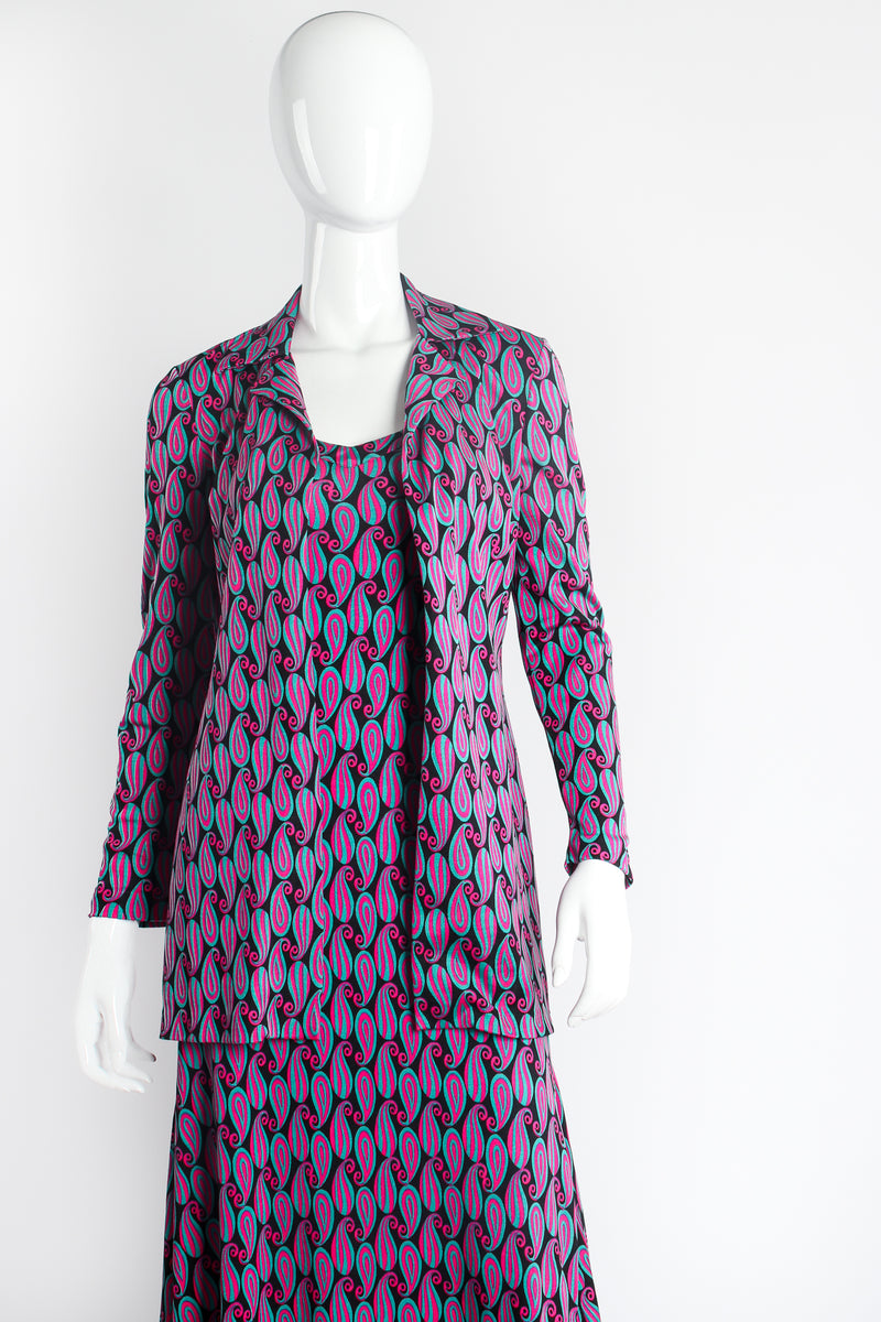 Vintage Diane Von Furstenberg DvF Paisley Maxi Dress & Jacket Set on Mannequin crop at Recess LA