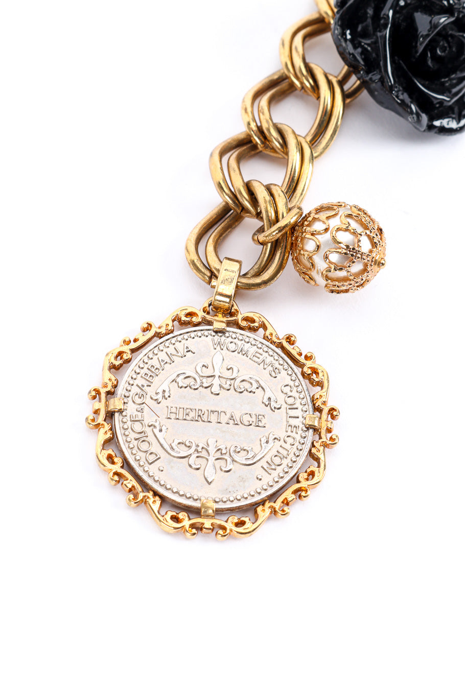 Dolce & Gabbana black rose chain belt medallion details @recessla