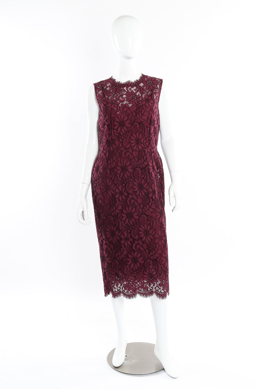Dolce and Gabbana Aubergine Sleeveless Lace Midi Dress – Recess