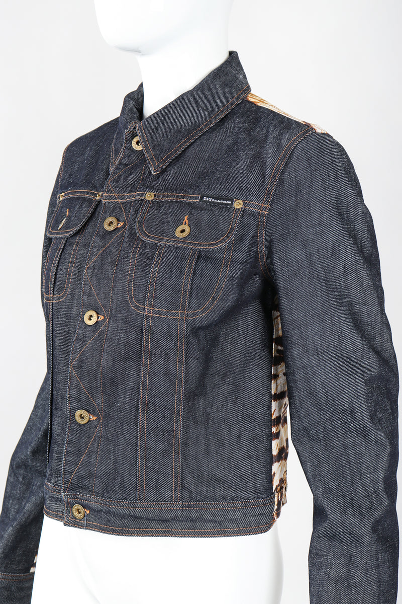 Recess Designer Consignment Vintage D&G Animal Contrast Denim Jacket Los Angeles Resale