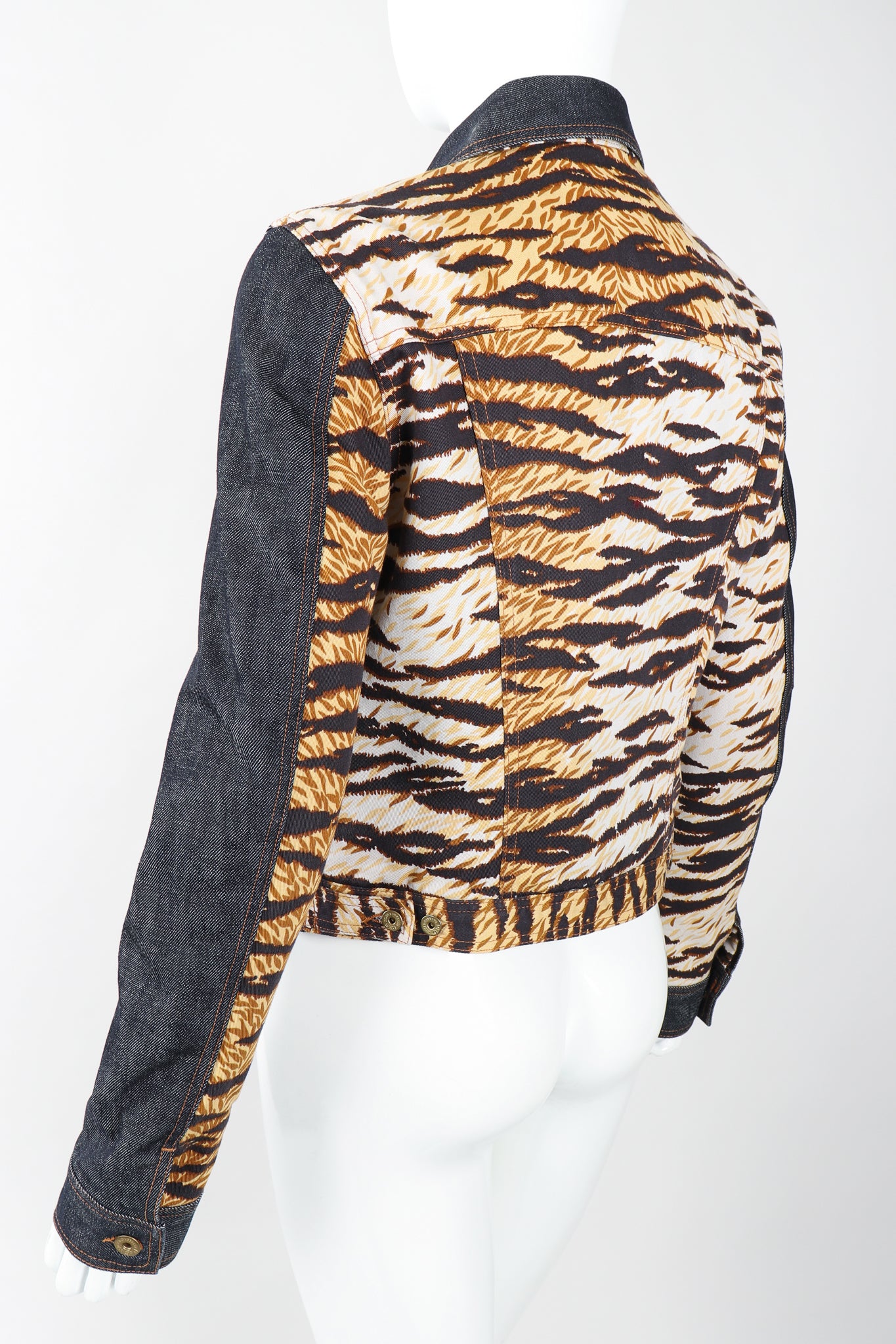 Recess Designer Consignment Vintage D&G Animal Contrast Denim Jacket Los Angeles Resale