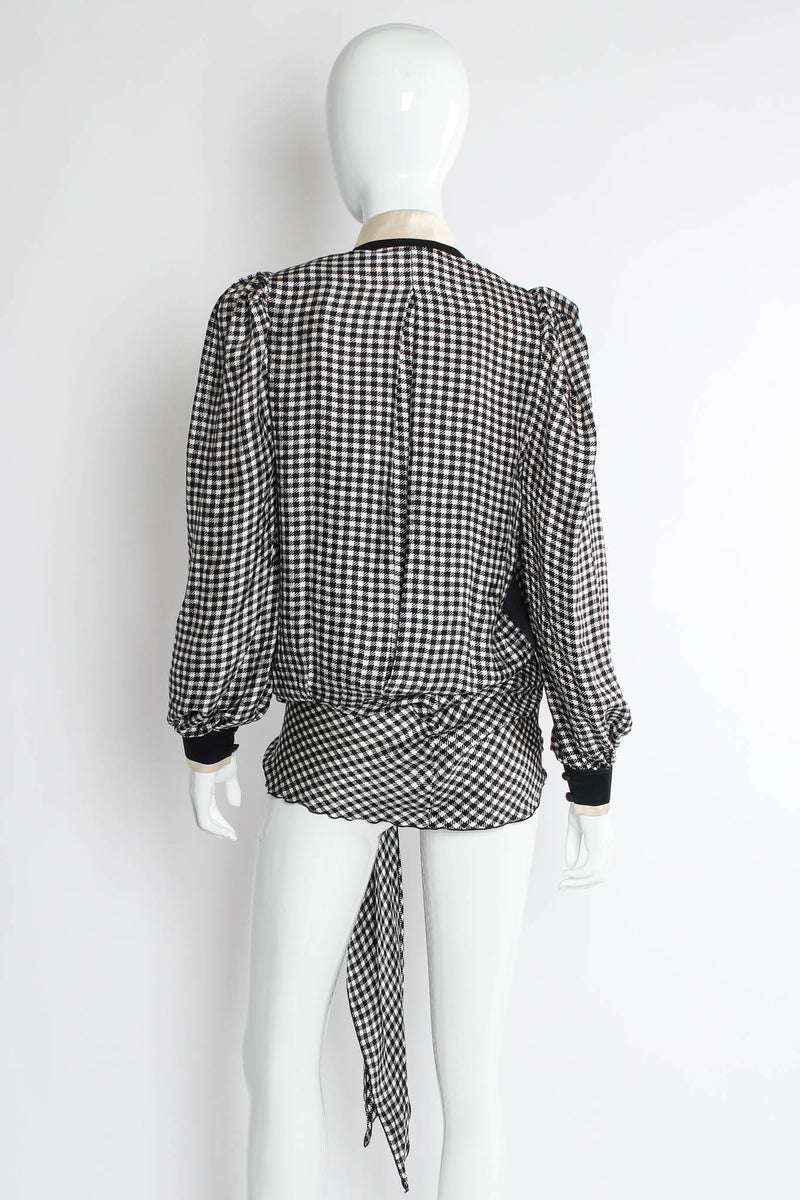 Vintage Dalvin Silk Gingham Tie Wrap Blouse mannequin back @ Recess Los Angeles