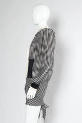 Vintage Dalvin Silk Gingham Tie Wrap Blouse mannequin side @ Recess Los Angeles