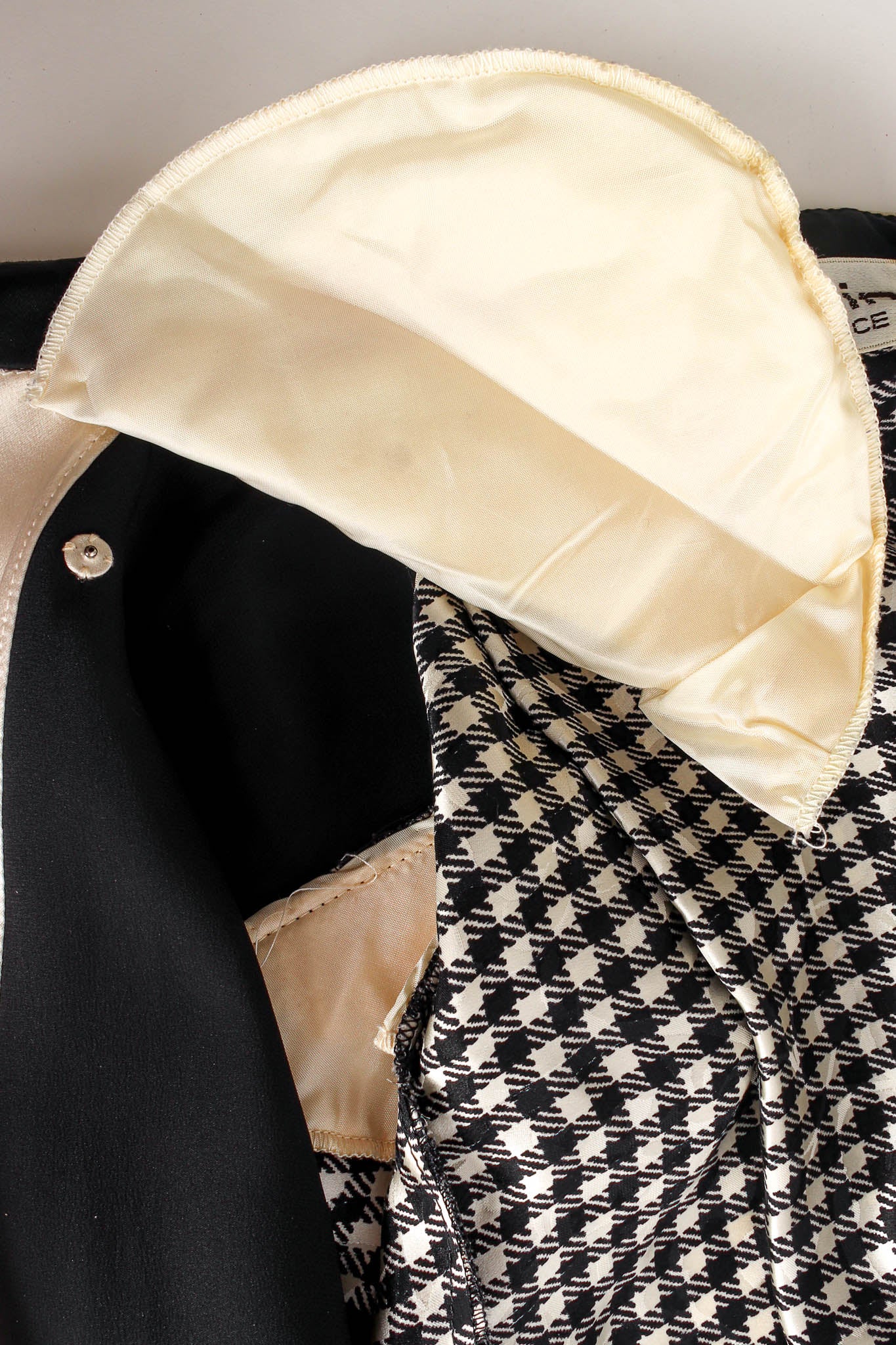 Vintage Dalvin Silk Gingham Tie Wrap Blouse detached shoulder pad @ Recess Los Angeles