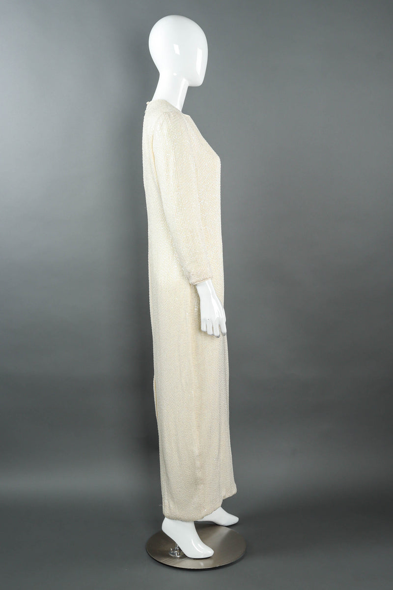 Vintage David Hayes Sequin & Beaded Ivory Dress on mannequin side @ Recess LA