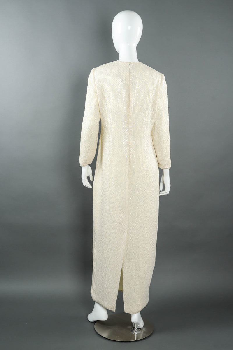 Vintage David Hayes Sequin & Beaded Ivory Dress mannequin back  @ Recess LA