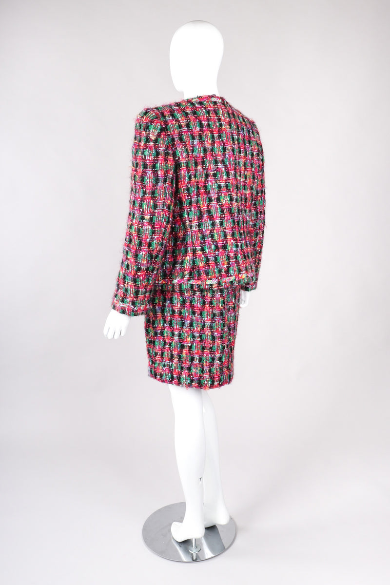 Vintage David Hayes 5 Piece Pink Tweed Jacket & Skirt Outfit Skirt