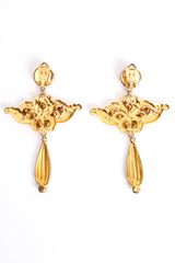 Vintage De Liguoro Baroque Rhinestone Wing Drop Earrings backside at Recess Los Angeles