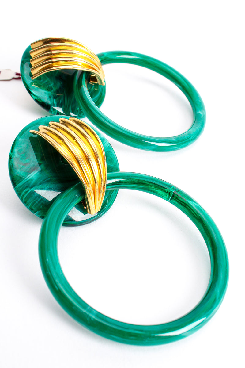 Vintage De Liguoro Faux Malachite Hoop Drop Earrings at Recess Los Angeles