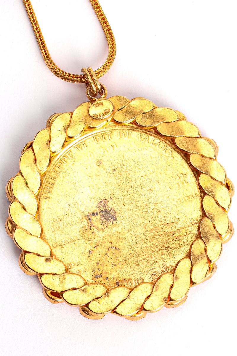 Vintage William deLillo Coin Cabochon Pendant Necklace backside at Recess Los Angeles