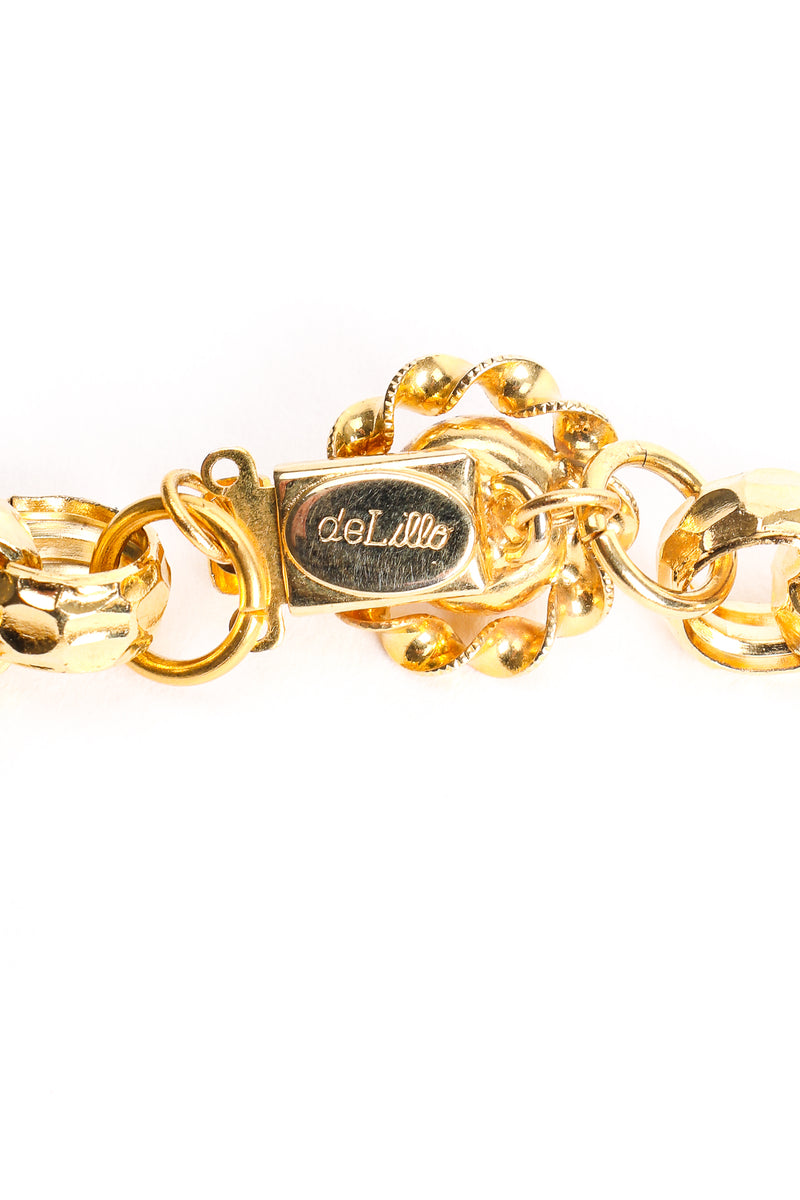 Vintage William deLillo Pearl Tassel Drop Necklace signature cartouche at Recess Los Angeles