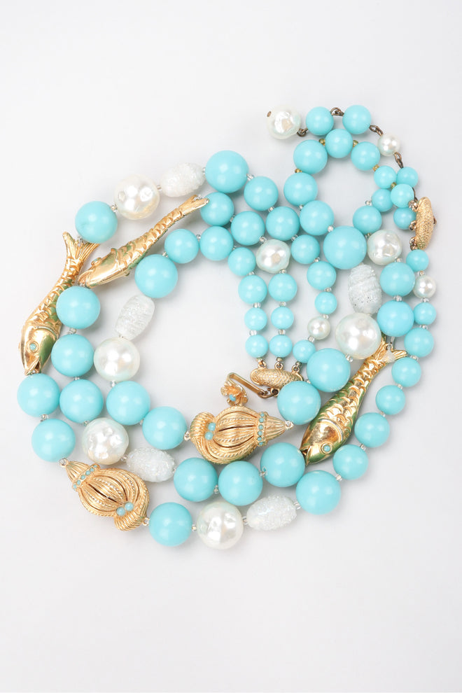 Recess Los Angeles Vintage De Mario Under The Sea Tiered Beaded Collar Choker Necklace