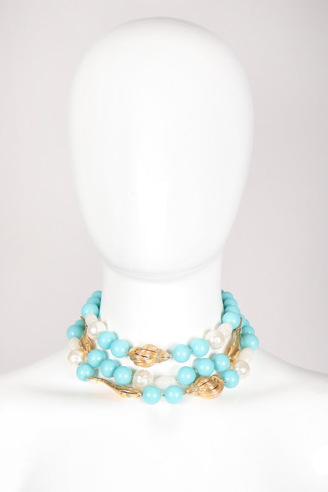 Recess Los Angeles Vintage De Mario Under The Sea Tiered Beaded Collar Choker Necklace