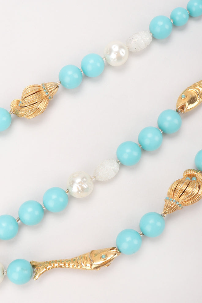 Recess Los Angeles Vintage De Mario Under The Sea Tiered Beaded Collar Choker Necklace