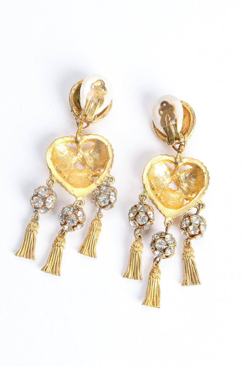Vintage Deanna Hamro Heart Tassel Drop Earrings Backside at Recess Los Angeles
