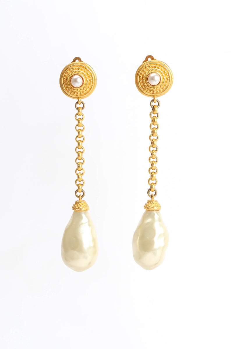 Vintage Deanna Hamro Baroque Pearl Drop Earrings front @ Recess Los Angeles