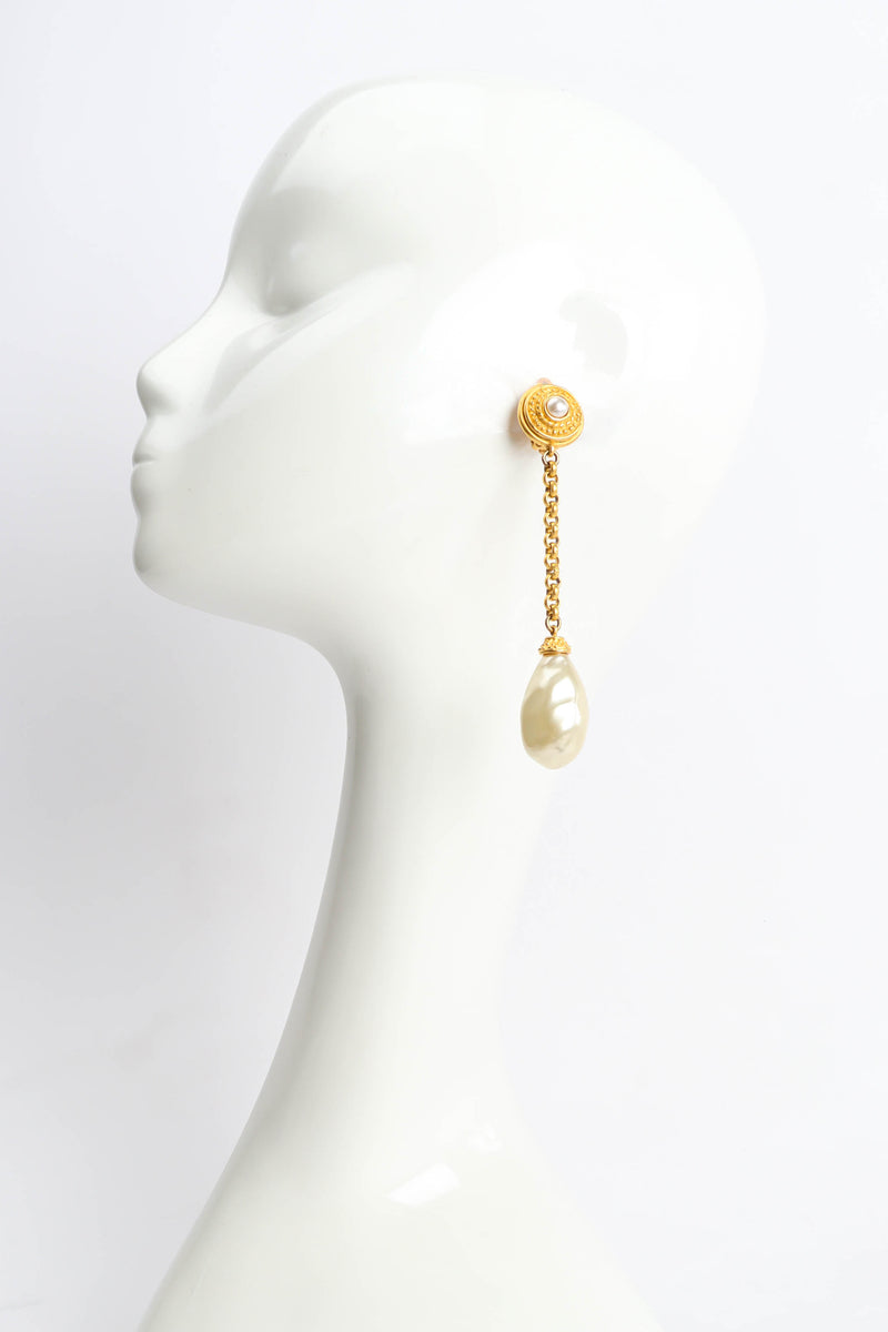 Vintage Deanna Hamro Baroque Pearl Drop Earrings on mannequin @ Recess Los Angeles