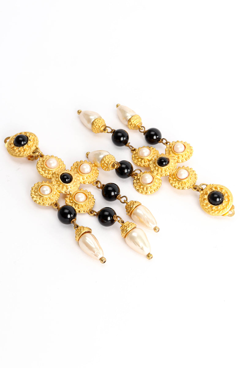 Vintage Deanna Hamro Pearl Bead Cross Earrings diagonal angle @ Recess Los Angeles