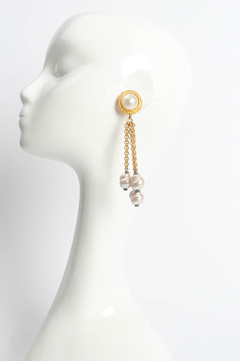 Vintage Deanna Hamro Baroque Pearl Cluster Earrings on mannequin @ Recess Los Angeles
