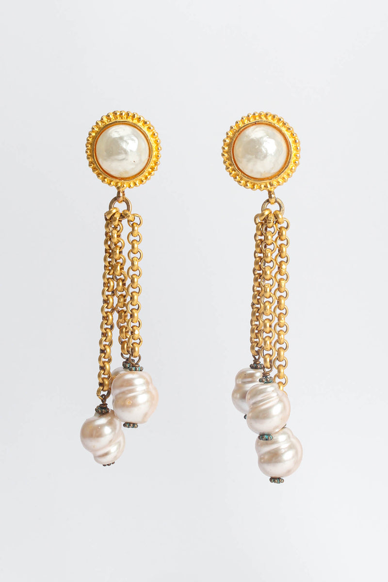Vintage Deanna Hamro Baroque Pearl Cluster Earrings hanging @ Recess Los Angeles