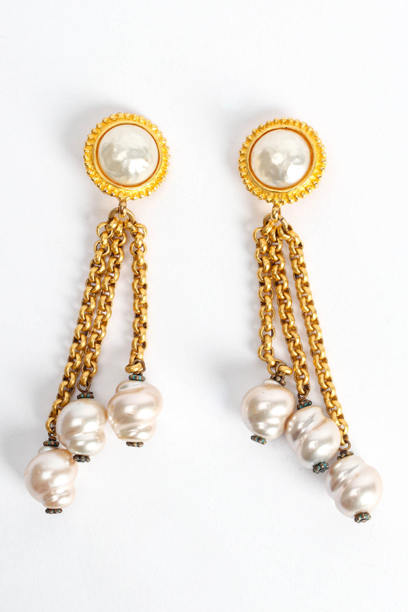 Vintage Deanna Hamro Baroque Pearl Cluster Earrings flat front @ Recess Los Angeles