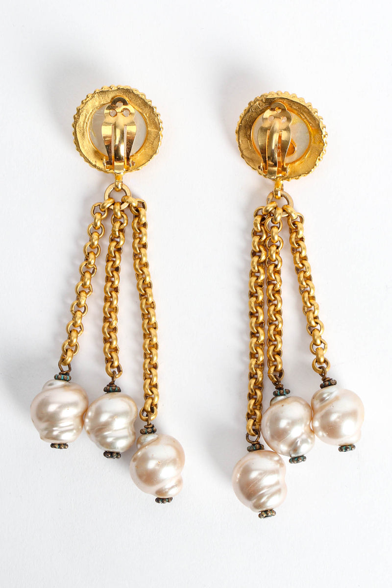 Vintage Deanna Hamro Baroque Pearl Cluster Earrings back flat @ Recess Los Angeles