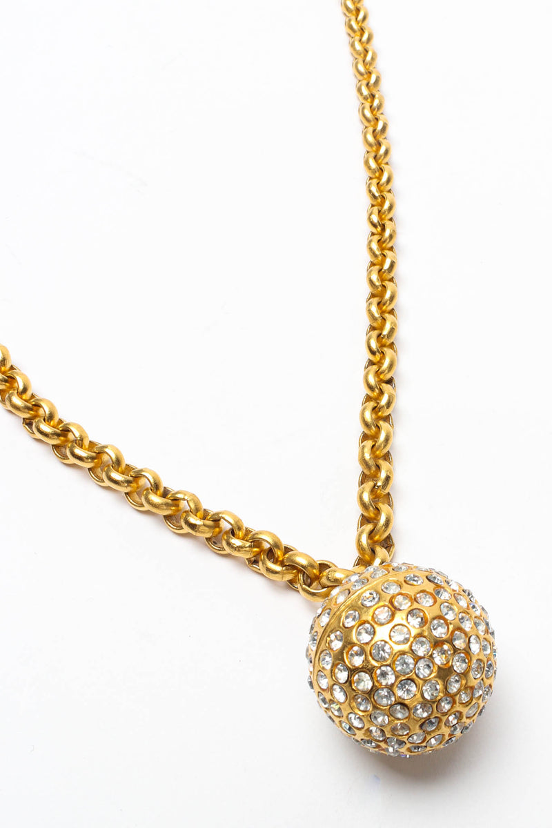 Vintage Deanna Hamro Rhinestone Sphere Pendant Necklace pendant/chain close @ Recess LA