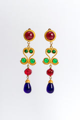 Vintage Deanna Hamro Glass Stone Chandelier Earrings front hang @ Recess LA