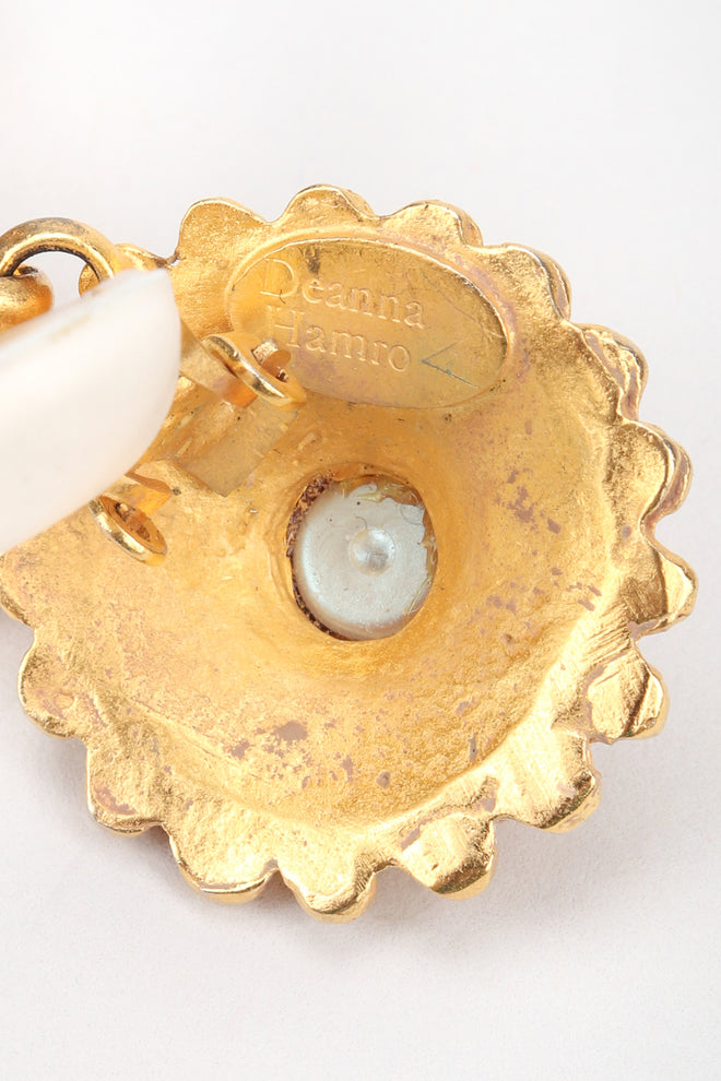 Recess Los Angeles Designer Consignment Vintage Deanna Hamro Crystal Sunflower Vine Duster Drop Earrings