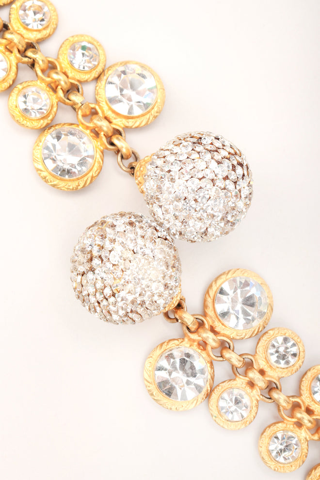 Recess Los Angeles Designer Consignment Vintage Deanna Hamro Crystal Sunflower Vine Duster Drop Earrings