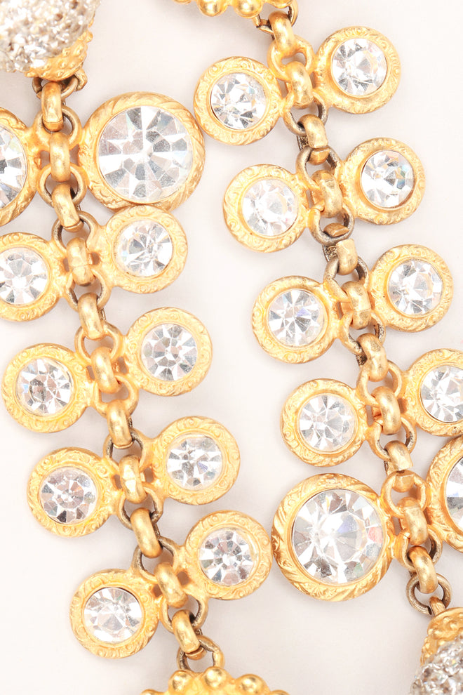 Recess Los Angeles Designer Consignment Vintage Deanna Hamro Crystal Sunflower Vine Duster Drop Earrings