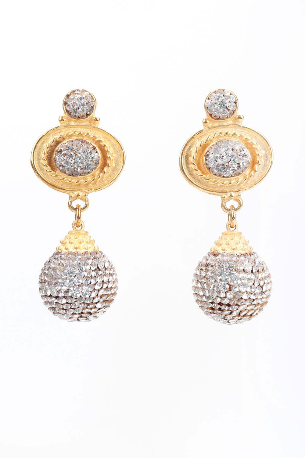 Recess Los Angeles Designer Consignment Resale Recycled Vintage Deanna Hamro Baroque Crystal Disco Ball Drop Earrings