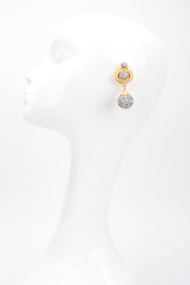 Recess Los Angeles Designer Consignment Resale Recycled Vintage Deanna Hamro Baroque Crystal Disco Ball Drop Earrings