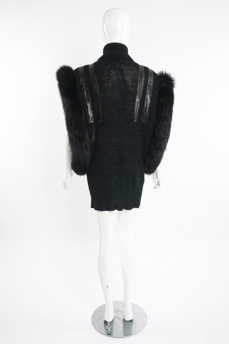 Vintage Delaware Street Long Fur Snake Trim Knit Vest on Mannequin back at Recess Los Angeles