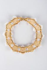 Recess Los Angeles Vintage William DeLillo Acrylic Pearly White Rock Crystal Gold Collar Necklace