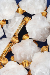 Recess Los Angeles Vintage William DeLillo Acrylic Pearly White Rock Crystal Gold Collar Necklace