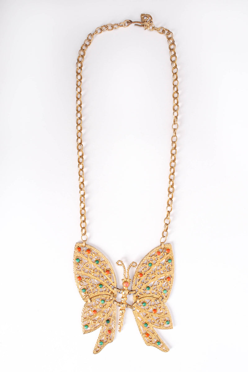 Vintage Swallowtail Filigree Butterfly Necklace front @ Recess LA