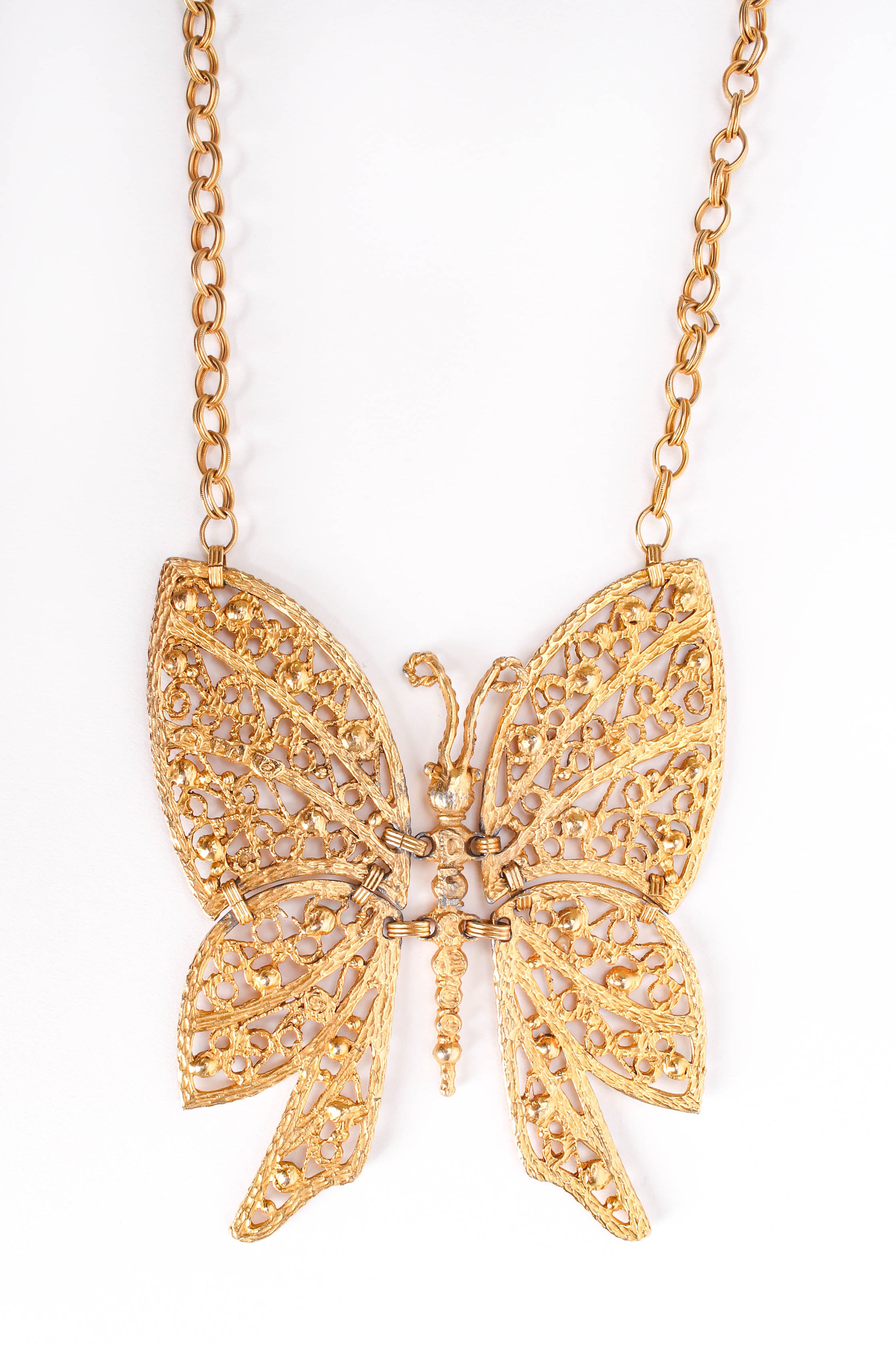 Vintage Swallowtail Filigree Butterfly Necklace back pendent detail @ Recess LA